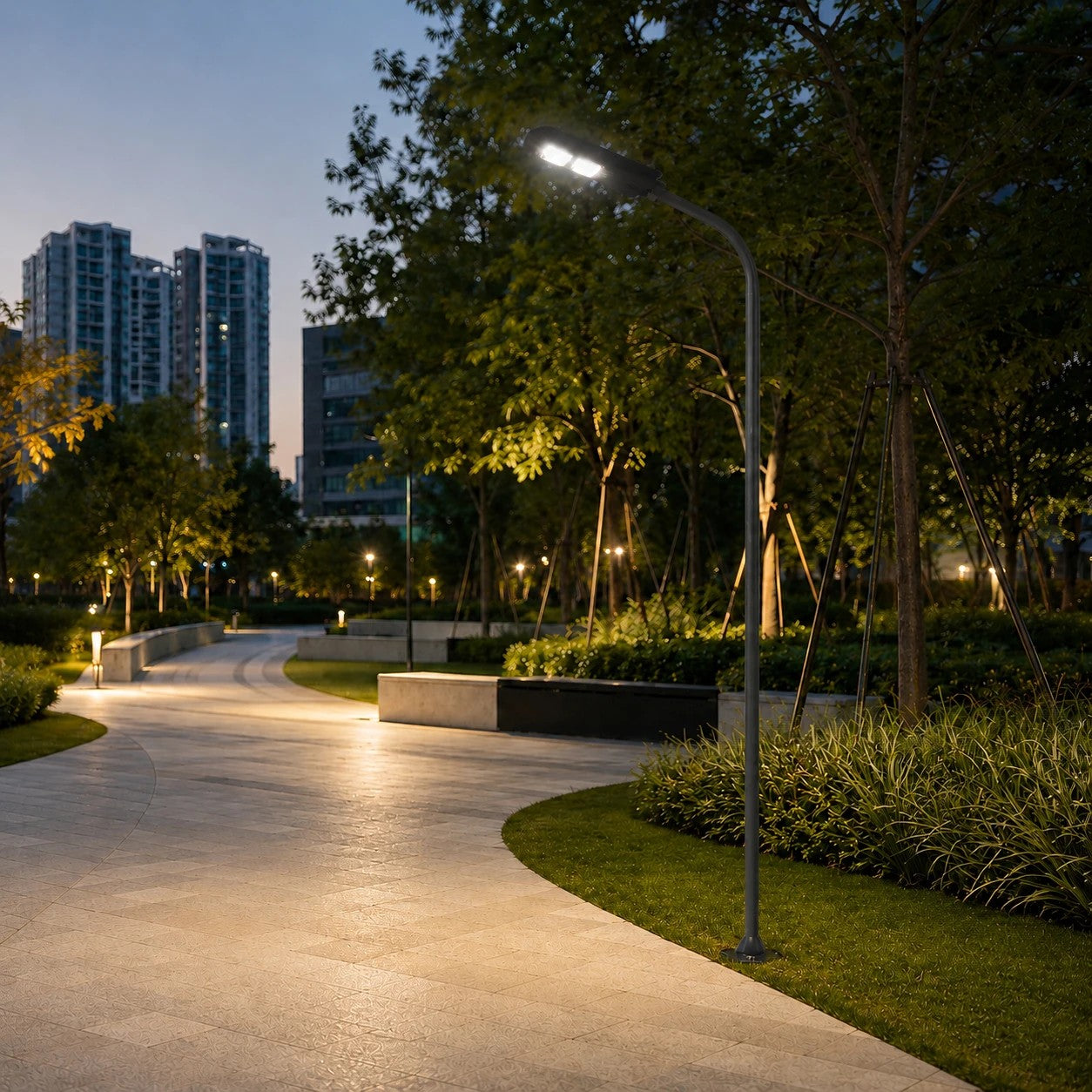 URBANO-280 GLB-000-0009 Galvanized Steel Lighting Pole for Outdoor Solar Street Light - RAL 7016 Anthracite Grey - L84 x W25 x H280