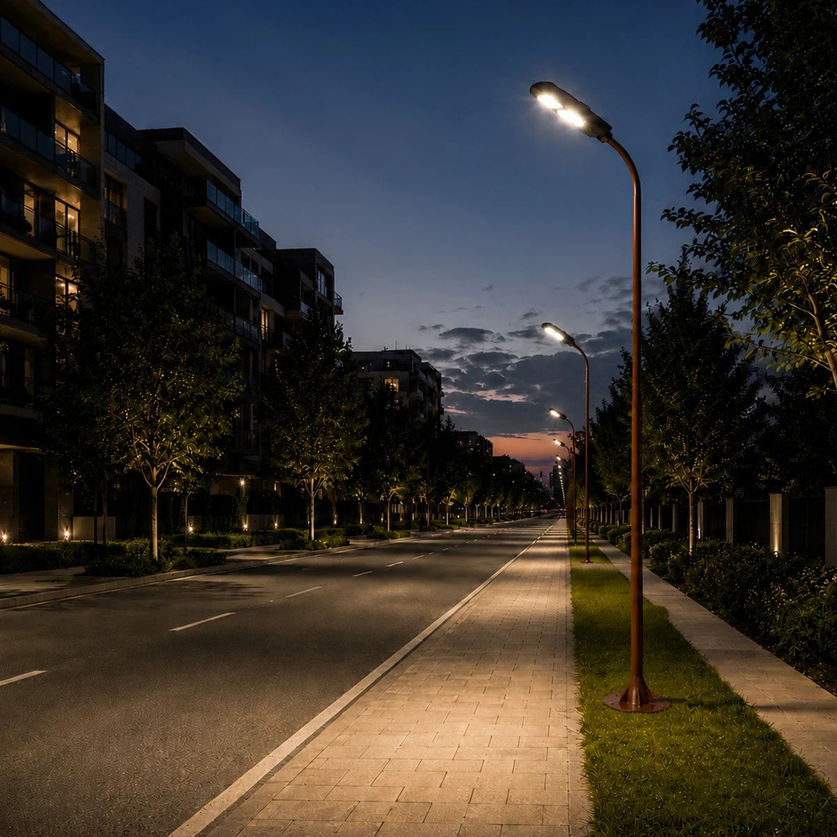 URBANO-280 GLB-000-0011 Μεταλλικός Γαλβανισμένος Στύλος Φωτισμού για Φωτοβολταϊκό Φωτιστικό Δρόμου Εξωτερικού Χώρου - RAL 8004 Corten Καφε Ματ - Μ84 x Π25 x Υ280