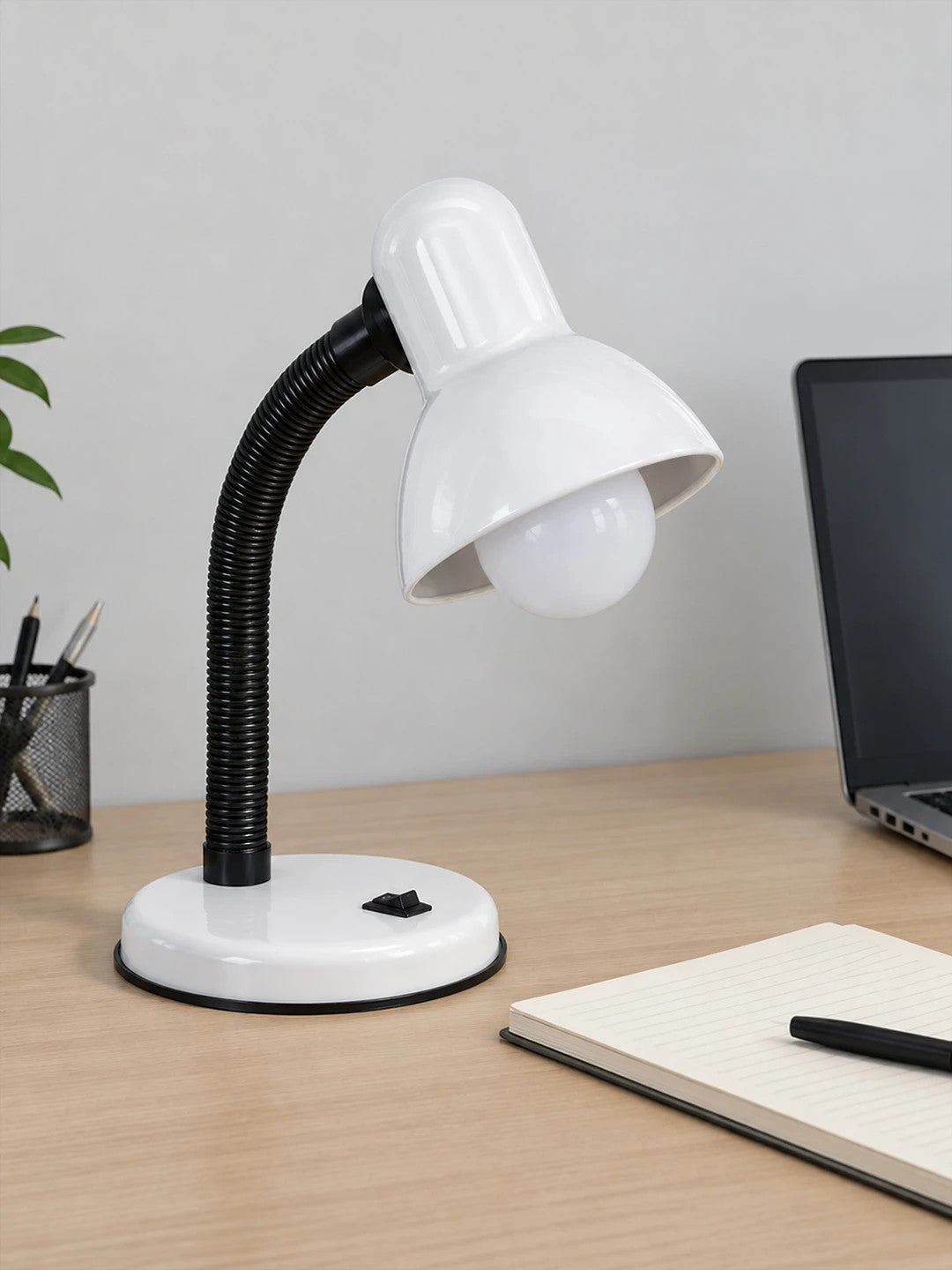 STUDENT GLB-102-0008 Modern Table Lamp with E27 Socket 1 x E27 AC 220-240V IP20 - White & Black - L14 x W14 x H32