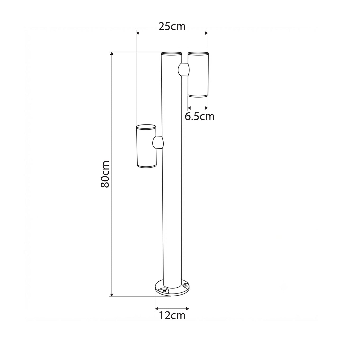 STEM GLB-103-0013 Φωτιστικό Κολωνάκι Κήπου LED 24W 2160lm 60° AC 220-240V Αδιάβροχο IP65 Θερμό Λευκό 2700K - Sanan SMD Chip - Μαύρο Ματ - Μ12 x Π25 x Υ80