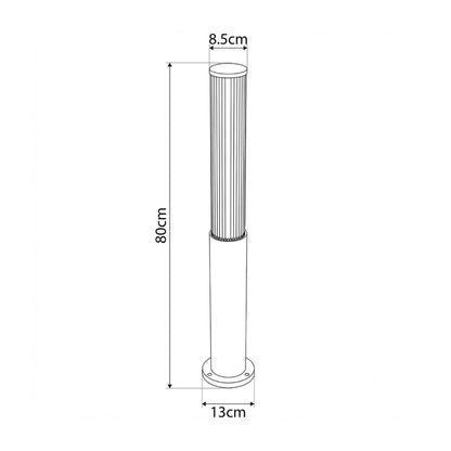 CYLIS GLB-103-0014 LED Garden Bollard Light 15W 1350lm 360° AC 220-240V Waterproof IP65 Warm White 2700K - Sanan SMD Chip - Matte Black - L13 x W13 x H80