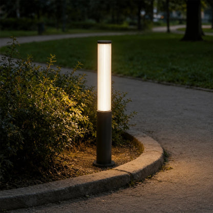 CYLIS GLB-103-0014 LED Garden Bollard Light 15W 1350lm 360° AC 220-240V Waterproof IP65 Warm White 2700K - Sanan SMD Chip - Matte Black - L13 x W13 x H80