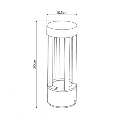 PRISM GLB-103-0018 LED Garden Bollard Light 8W 720lm 90° AC 220-240V Waterproof IP65 Warm White 2700K - Sanan SMD Chip - Matte Black - L10.5 x W10.5 x H30