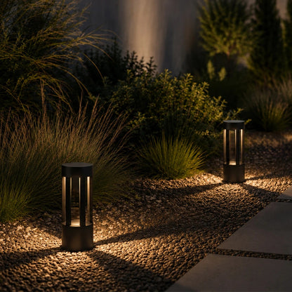 PRISM GLB-103-0018 LED Garden Bollard Light 8W 720lm 90° AC 220-240V Waterproof IP65 Warm White 2700K - Sanan SMD Chip - Matte Black - L10.5 x W10.5 x H30