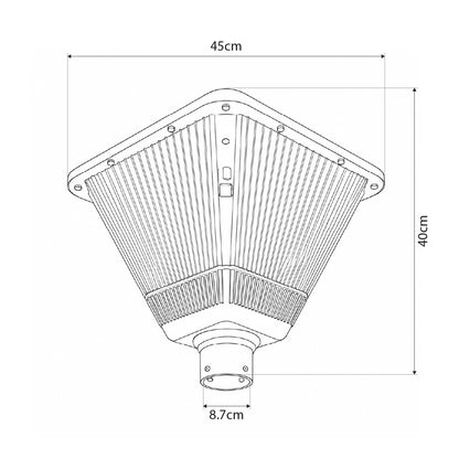 TOPIS GLB-103-0021 Post Top Square/Park/Garden Headlight LED 50W 4500lm 360° AC 220-240V Waterproof IP65 Warm White 2700K - Sanan SMD Chip - Matte Black - L45 x W45 x H40