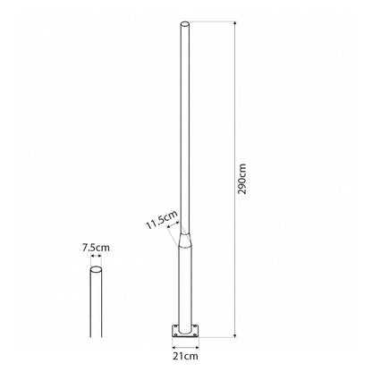 STILO GLB-103-0022 Post/Column for Square/Park/Garden Light - Matte Black - L21 x W21 x H290