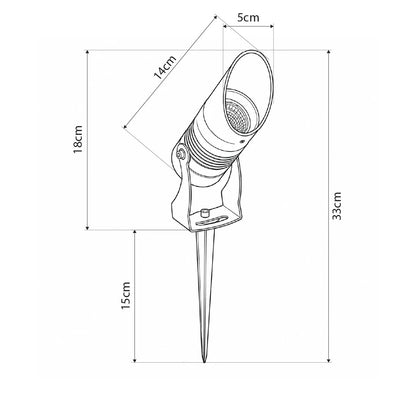 GARDO GLB-103-0025 Spot Light for Plants - Trees with Garden Base / Spike LED 10W 900lm 24° DC 24V Waterproof IP65 Warm White 2700K - Sanan SMD Chip - Matt Black - L5 x W5 x H18