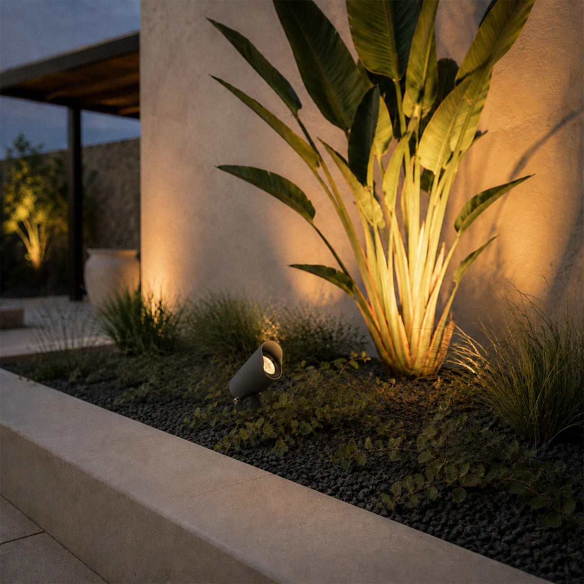 TREKO GLB-103-0026 Spot Light for Plants - Trees with Garden Base / Spike LED 3W 270lm 5° DC 24V Waterproof IP65 Warm White 2700K - Sanan SMD Chip - Matte Anthracite Grey - L5 x W5 x H12