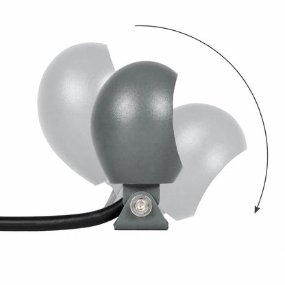 GARDIS GLB-103-0027 Spot Light for Plants - Trees with Garden Base / Spike LED 3W 270lm 24° DC 24V Waterproof IP65 Warm White 2700K - Sanan SMD Chip - Matte Charcoal Grey - L4.5 x W4 x H7