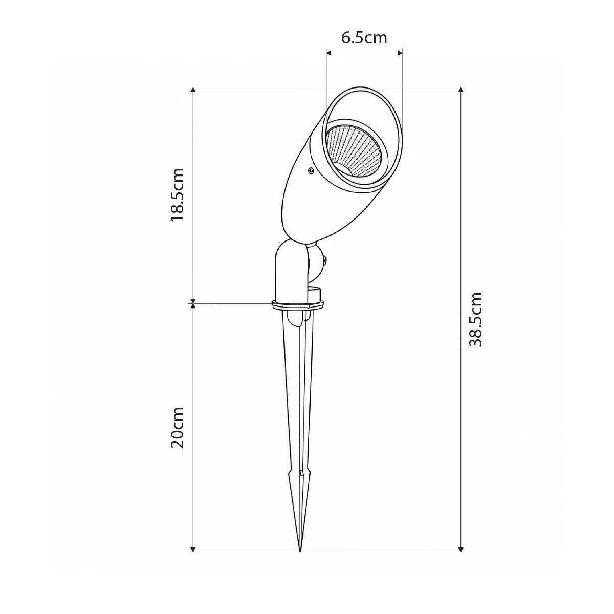 TRABI GLB-103-0028 Spot Light for Plants - Trees with Garden Base / Spike LED 12W 1080lm 24° DC 24V Waterproof IP65 Warm White 2700K - Sanan SMD Chip - Matte Black - L6.5 x W6.5 x H18.5