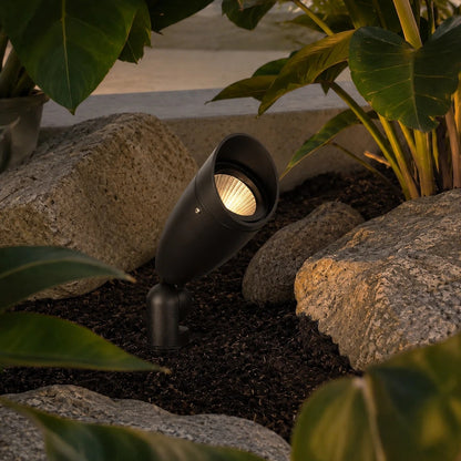 TRABI GLB-103-0028 Spot Light for Plants - Trees with Garden Base / Spike LED 12W 1080lm 24° DC 24V Waterproof IP65 Warm White 2700K - Sanan SMD Chip - Matte Black - L6.5 x W6.5 x H18.5