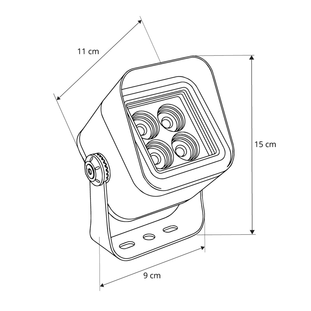 FLOODVIRA GLB-103-0032 Spot Wall Washer LED Projector 8W 720lm 24° AC 220-240V Waterproof IP65 Warm White 2700K - Sanan SMD Chip - Matte Anthracite Grey - L11 x W9 x H15