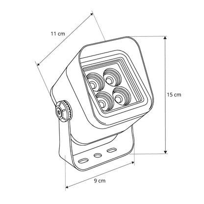 FLOODVIRA GLB-103-0032 Spot Wall Washer LED Projector 8W 720lm 24° AC 220-240V Waterproof IP65 Warm White 2700K - Sanan SMD Chip - Matte Anthracite Grey - L11 x W9 x H15