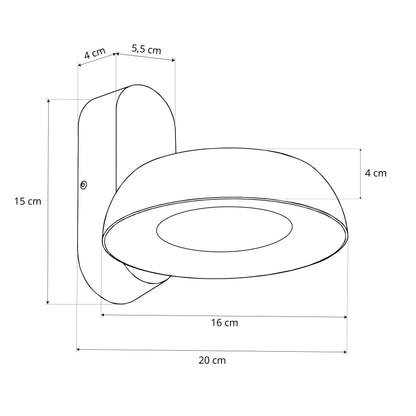 LINEART GLB-103-0037 LED Wall Light / Sconce 12W 1080lm 120° AC 220-240V Waterproof IP65 Warm White 2700K - Sanan SMD Chip - Matte Black - L16 x W20 x H15