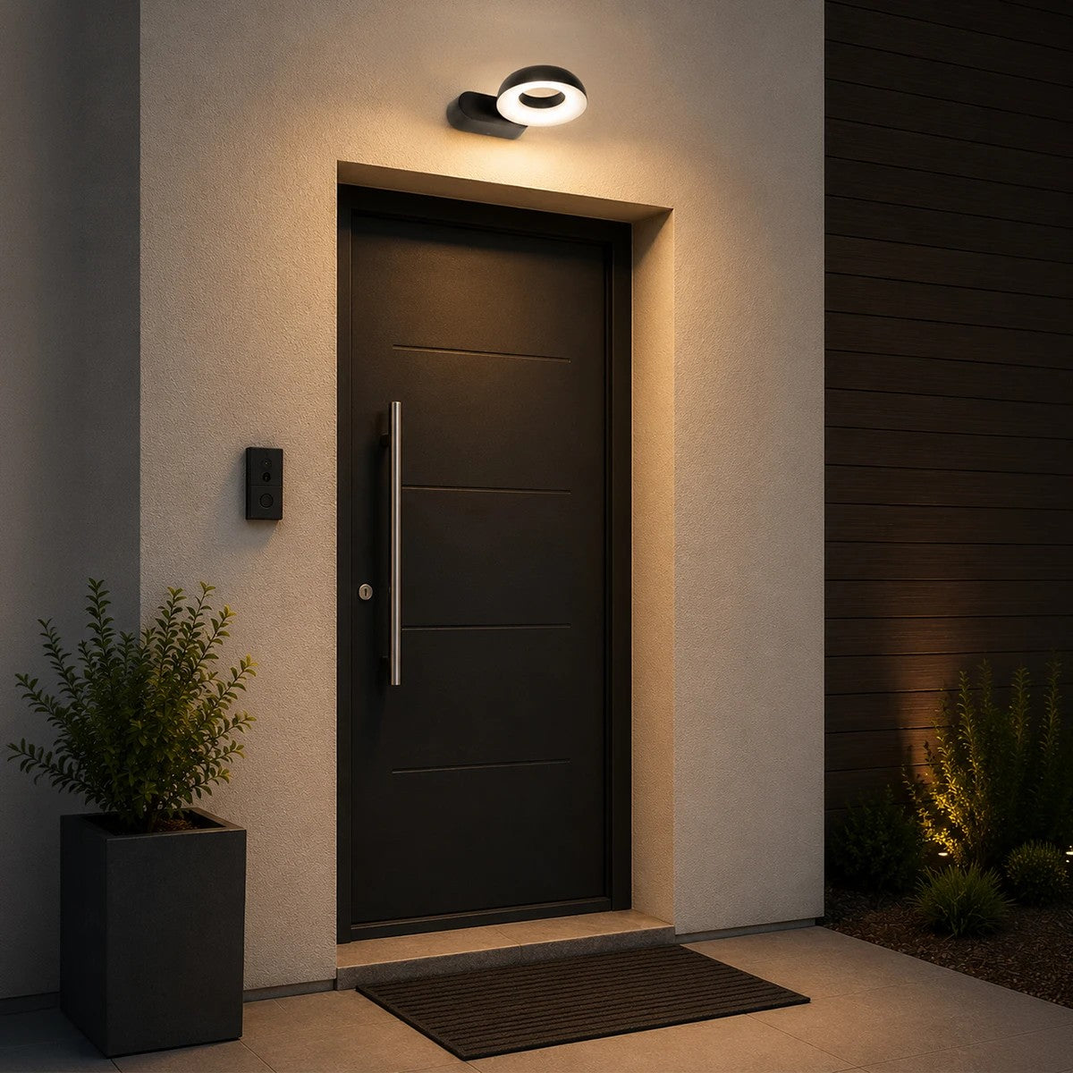 LINEART GLB-103-0037 LED Wall Light / Sconce 12W 1080lm 120° AC 220-240V Waterproof IP65 Warm White 2700K - Sanan SMD Chip - Matte Black - L16 x W20 x H15