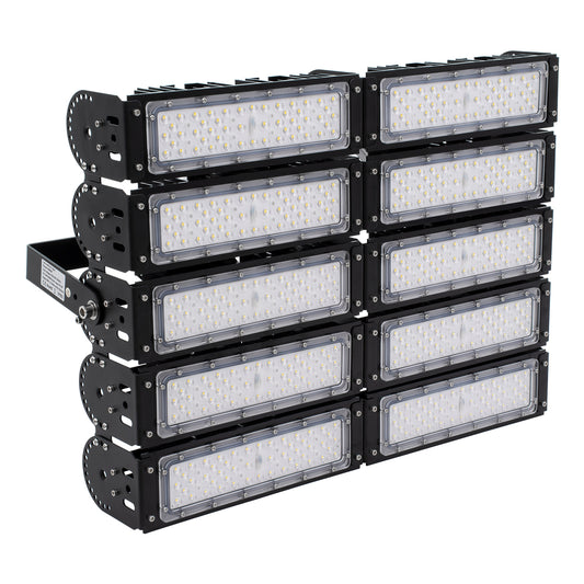 GOLIATH 90104 Προβολέας Γηπέδου LED 500W 75000lm SDCM<5 75°*135° Fish Eye Lens AC 100-277V Αδιάβροχο IP65 IK08 Φυσικό Λευκό 5000K - LUMILEDs SMD Chip & MEANWELL Driver - Μαύρο Χυτό Αλουμίνιο - Μ62 x Π22 x Υ23