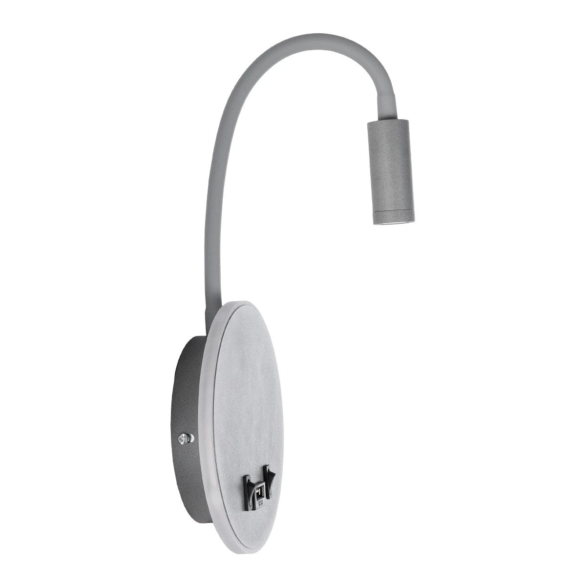 GOOSE 61694 Φωτιστικό Τοίχου - Απλίκα LED 6W 600lm 36° AC 220-240V IP20 - Reading Light & 360° Κρυφός Φωτισμός - Φορτιστής USB 3A - Θερμό Λευκό 2700K Γκρι Αλουμίνιο - Μ15.5 x Π22.5 x Υ30cm
