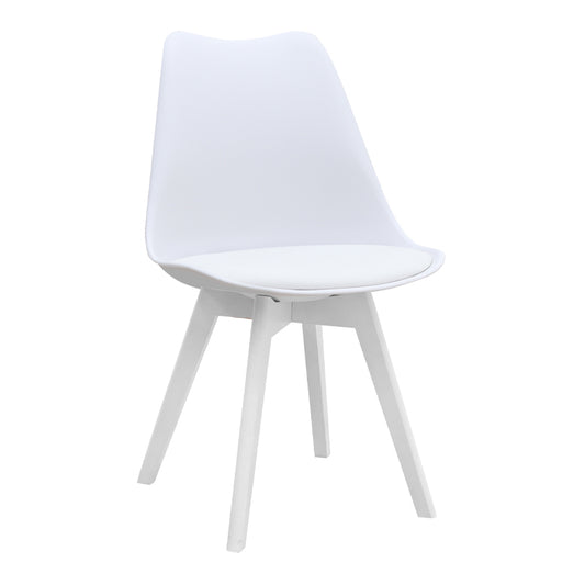 Καρέκλα Τραπεζαρίας Viva PP - PU Λευκό - Ξύλινο Λευκό Πόδι 48,5x54x80