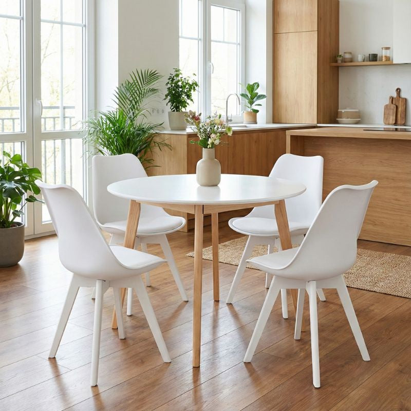 Καρέκλα Τραπεζαρίας Viva PP - PU Λευκό - Ξύλινο Λευκό Πόδι 48,5x54x80