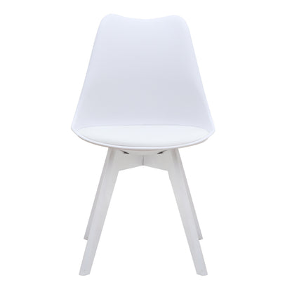 Καρέκλα Τραπεζαρίας Viva PP - PU Λευκό - Ξύλινο Λευκό Πόδι 48,5x54x80