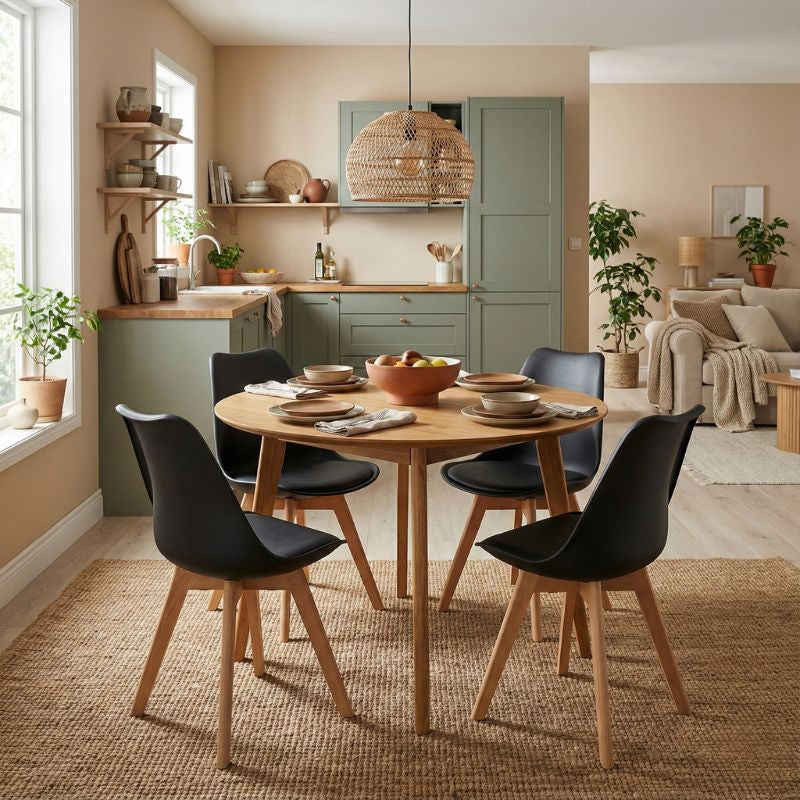 Καρέκλα Τραπεζαρίας Viva PP - PU Μαύρο - Ξύλινο Φυσικό Πόδι 48,5x54x80