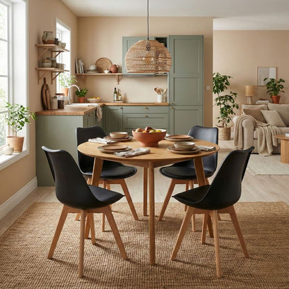 Καρέκλα Τραπεζαρίας Viva PP - PU Μαύρο - Ξύλινο Φυσικό Πόδι 48,5x54x80