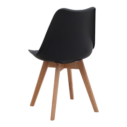 Καρέκλα Τραπεζαρίας Viva PP - PU Μαύρο - Ξύλινο Φυσικό Πόδι 48,5x54x80