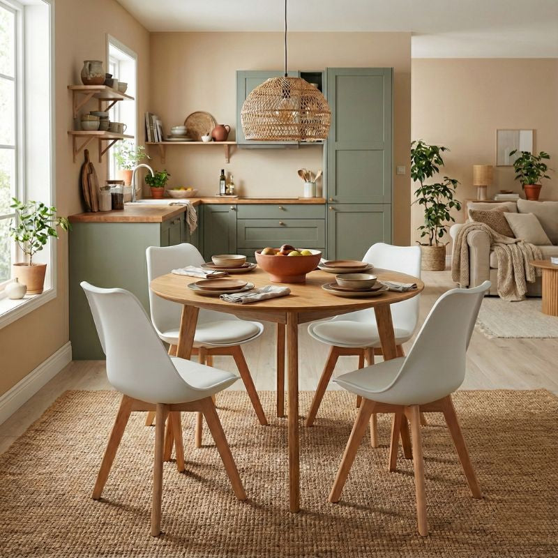 Καρέκλα Τραπεζαρίας Viva PP - PU Λευκό - Ξύλινο Φυσικό Πόδι 48,5x54x80