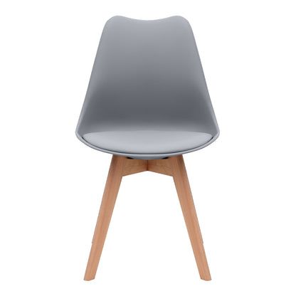 Καρέκλα Τραπεζαρίας Viva PP - PU Γκρι - Ξύλινο Φυσικό Πόδι 48,5x54x80