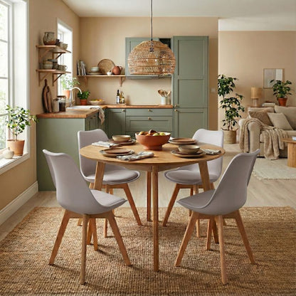 Καρέκλα Τραπεζαρίας Viva PP - PU Cappuccino - Ξύλινο Φυσικό Πόδι 48,5x54x80