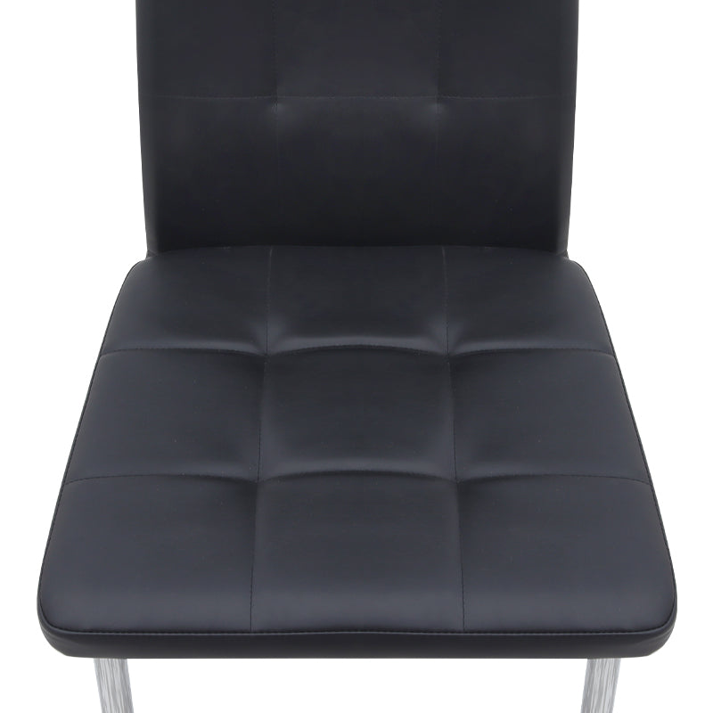 Καρέκλα Τραπεζαρίας Rosa Μαύρο PU - Μεταλλικό Πόδι Χρωμίου 41x48x98