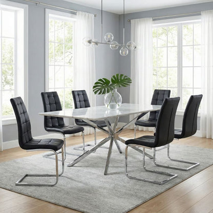 Καρέκλα Τραπεζαρίας Vela Μαύρο PU - Μεταλλική Βάση Χρωμίου 41x61x107