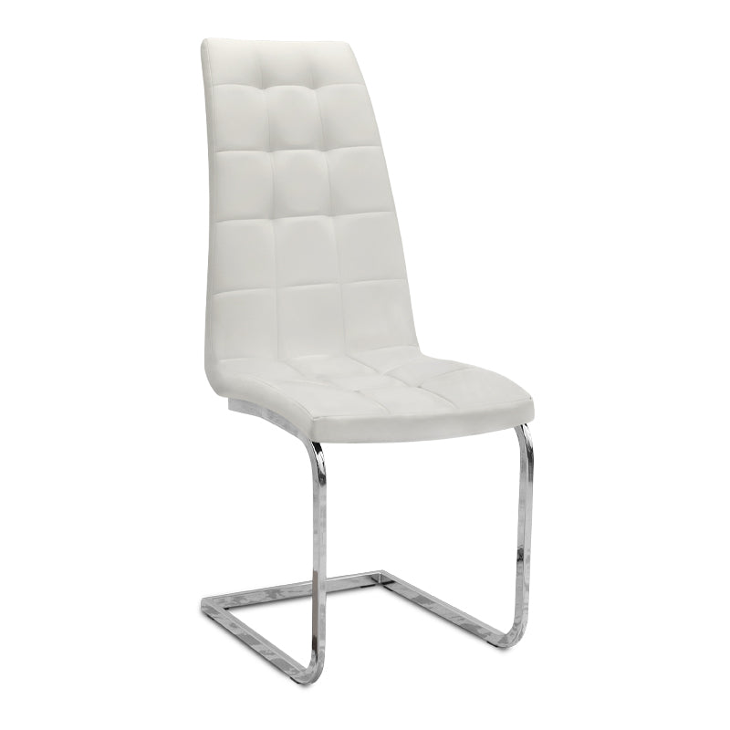 Καρέκλα Τραπεζαρίας Vela Λευκό PU - Μεταλλική Βάση Χρωμίου 41x61x107
