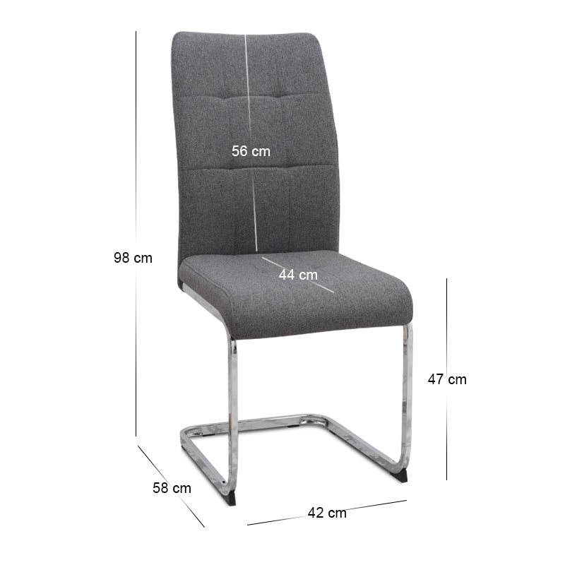 Καρέκλα Τραπεζαρίας Laura Γκρι Ύφασμα - Μεταλλική Βάση Χρωμίου 42x58x98