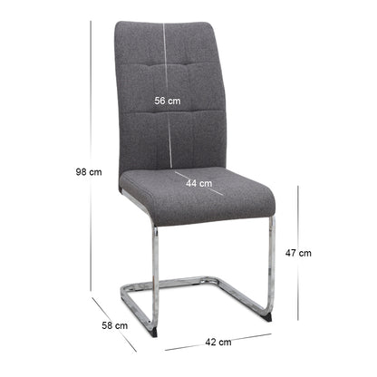 Καρέκλα Τραπεζαρίας Laura Γκρι Ύφασμα - Μεταλλική Βάση Χρωμίου 42x58x98