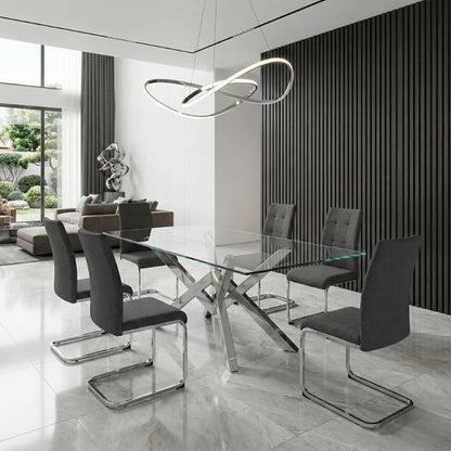 Καρέκλα Τραπεζαρίας Laura Γκρι Ύφασμα - Μεταλλική Βάση Χρωμίου 42x58x98