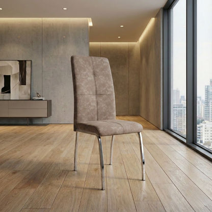 Καρέκλα Τραπεζαρίας Alma Μπεζ PU - Μεταλλικό Πόδι Χρωμίου 42x53x97