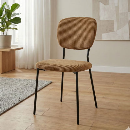 Καρέκλα Τραπεζαρίας Kevin Μουσταρδί Ύφασμα - Μεταλλικό Μαύρο Πόδι 48x51x87