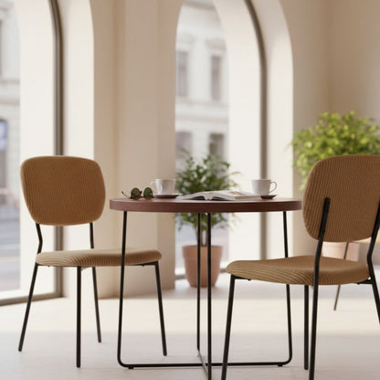 Καρέκλα Τραπεζαρίας Kevin Μουσταρδί Ύφασμα - Μεταλλικό Μαύρο Πόδι 48x51x87