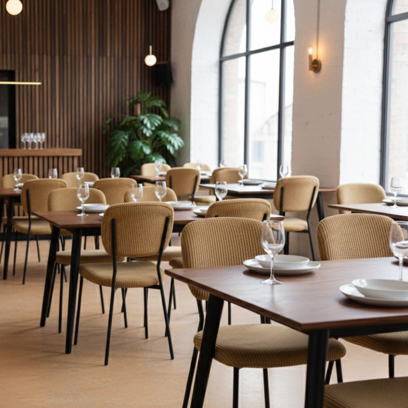 Καρέκλα Τραπεζαρίας Kevin Μουσταρδί Ύφασμα - Μεταλλικό Μαύρο Πόδι 48x51x87