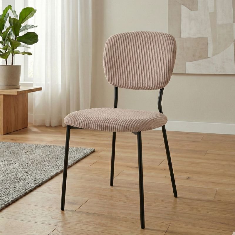 Καρέκλα Τραπεζαρίας Kevin Μόκα Ύφασμα - Μεταλλικό Μαύρο Πόδι 48x51x87