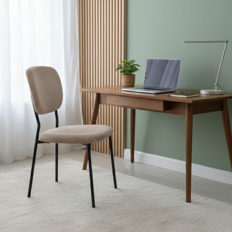 Καρέκλα Τραπεζαρίας Kevin Μόκα Ύφασμα - Μεταλλικό Μαύρο Πόδι 48x51x87