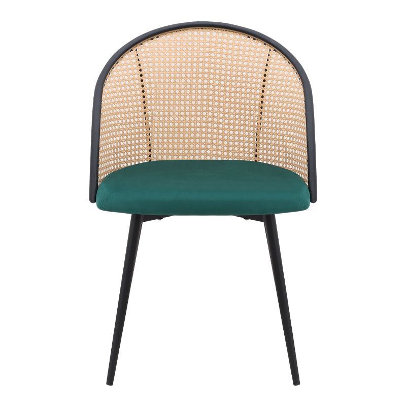 Καρέκλα Τραπεζαρίας Jacob PE Rattan - Κυπαρισσί Βελούδο - Μεταλλικό Μαύρο Πόδι 52x50x77