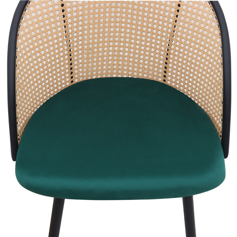 Καρέκλα Τραπεζαρίας Jacob PE Rattan - Κυπαρισσί Βελούδο - Μεταλλικό Μαύρο Πόδι 52x50x77