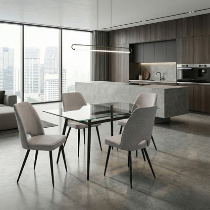 Καρέκλα Τραπεζαρίας Christy Μπεζ Ύφασμα - Μεταλλικό Μαύρο Πόδι 47x59x90