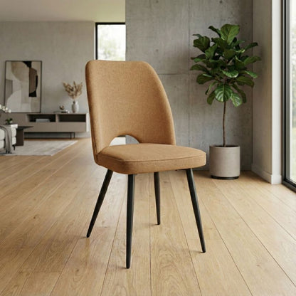 Καρέκλα Τραπεζαρίας Christy Μουσταρδί Ύφασμα - Μεταλλικό Μαύρο Πόδι 47x59x90