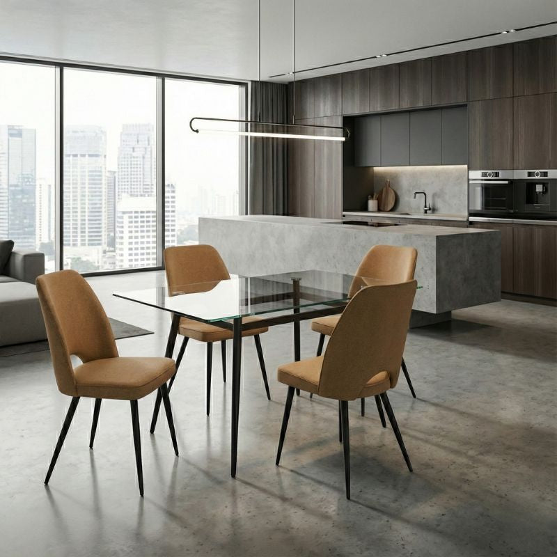 Καρέκλα Τραπεζαρίας Christy Μουσταρδί Ύφασμα - Μεταλλικό Μαύρο Πόδι 47x59x90