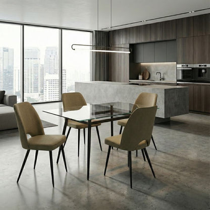 Καρέκλα Τραπεζαρίας Christy Λαδί Ύφασμα - Μεταλλικό Μαύρο Πόδι 47x59x90