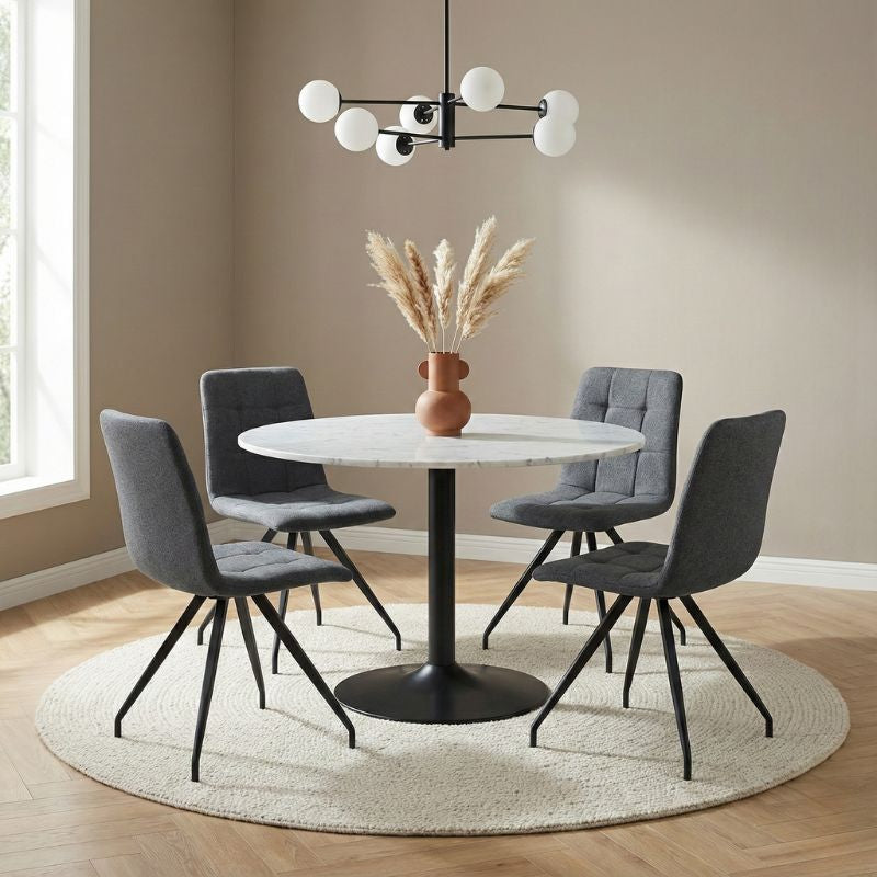 Καρέκλα Τραπεζαρίας Bianca Γκρι Ύφασμα - Μεταλλικό Μαύρο Πόδι 43x56x84