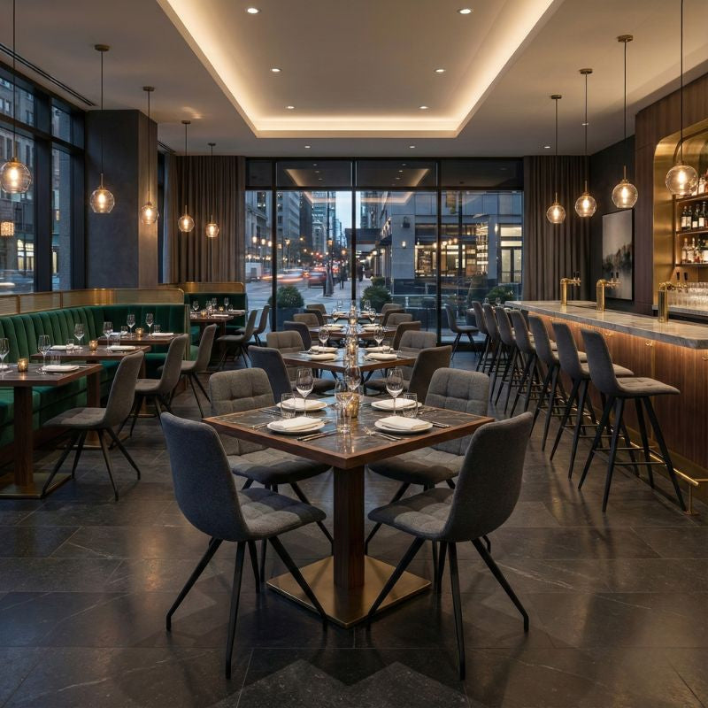 Καρέκλα Τραπεζαρίας Bianca Γκρι Ύφασμα - Μεταλλικό Μαύρο Πόδι 43x56x84